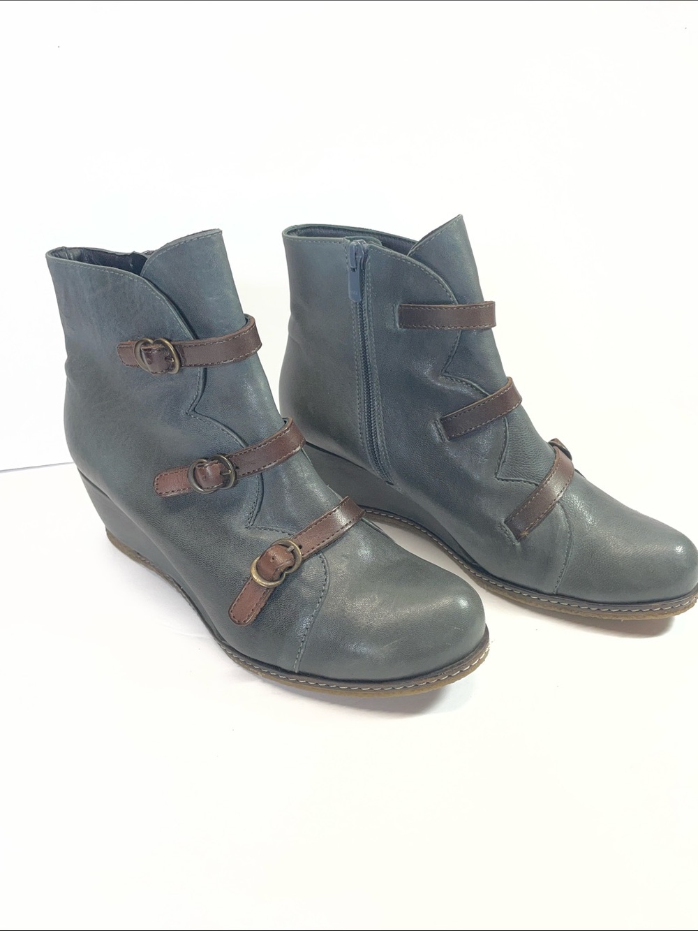 Eric Michael Teal made in Spain, Leather Wedge Ankle Boots